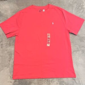 NWT. Ralph Lauren Big Boys Cotton Jersey Crewneck Tee. XL-18-20 coral/red color